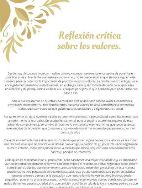 La influencia de mis valores en mis decisiones: una reflexión personal
